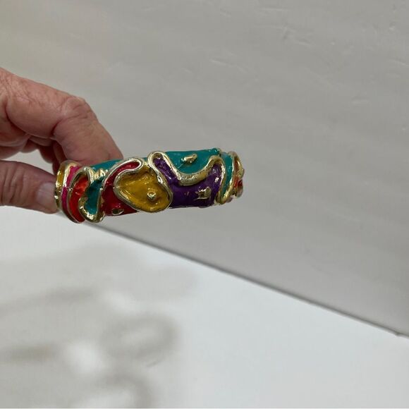 VINTAGE ENAMEL ABSTRACT BANGLE BRACELET‎ - Picture 4 of 5